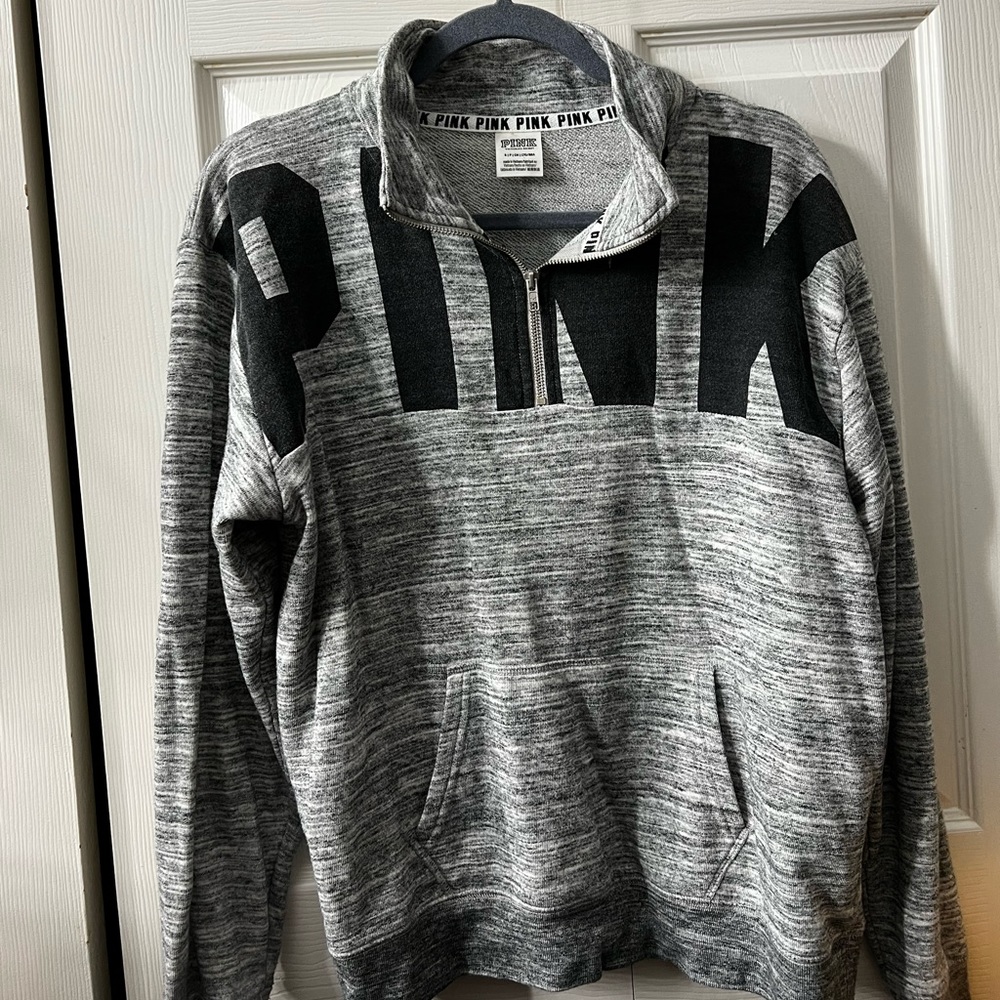 PINK Grey Quarter Zip Sweatshirt. Size Small. Worn Once.
